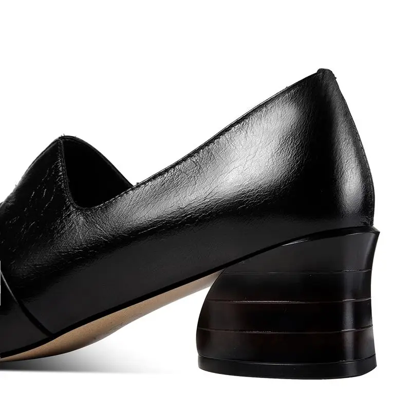 

ALLBITEFO thick heel genuine leather high heels office ladies shoes women high heels shoes autumn/spring party women shoes