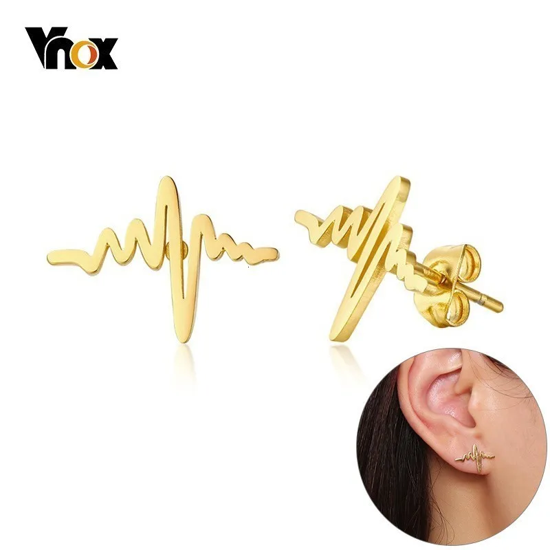 Женские серьги-гвоздики из нержавеющей стали с сердечком | Украшения и