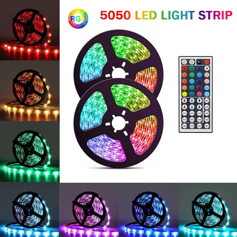 ROLKETU Светодиодные ленты огни 5/10/15 м RGB 5050SMD гибкая лента Водонепроницаемый с ИК