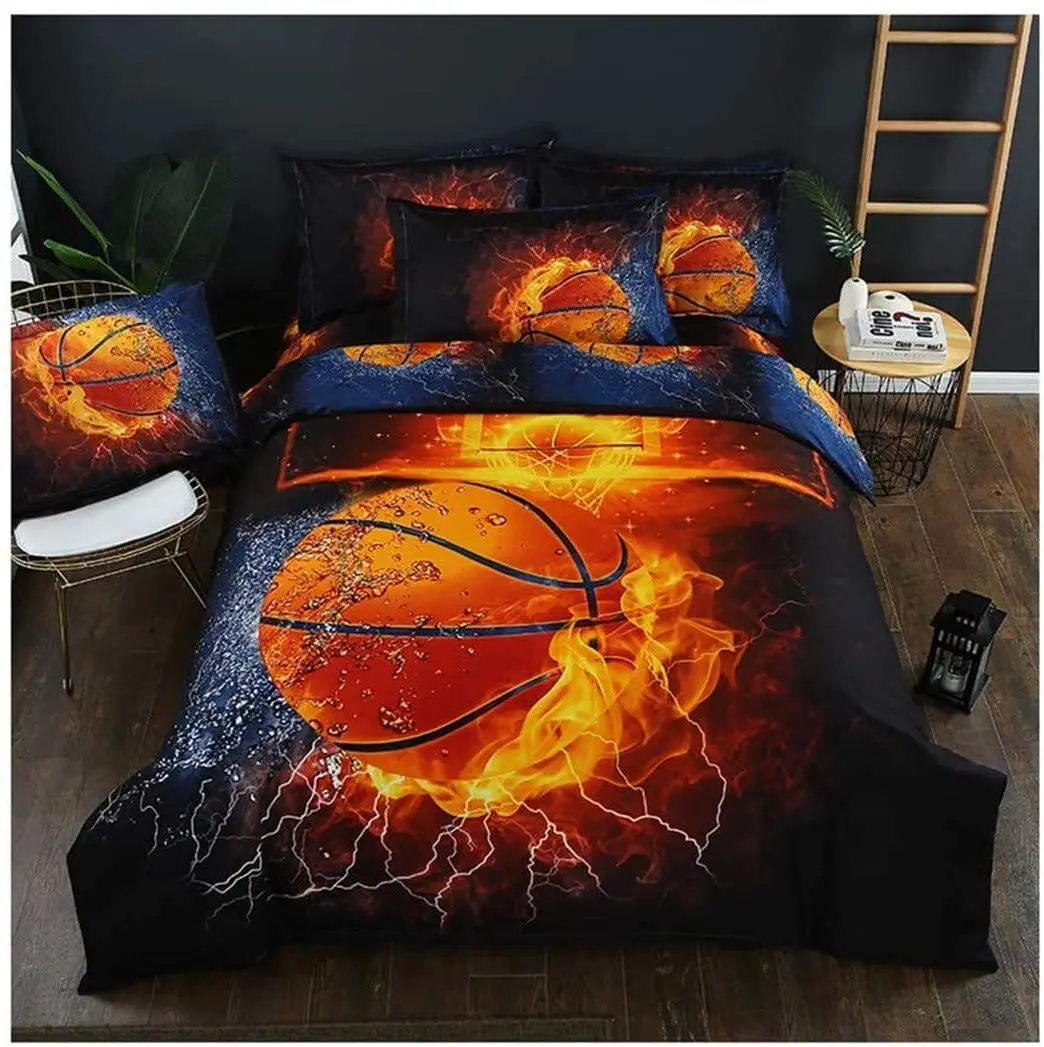 

Homebed 3D Sports Fire Basketball Bedding Set for Teen Boys,Duvet Cover Sets with Pillowcases,Twin Size,2PCS