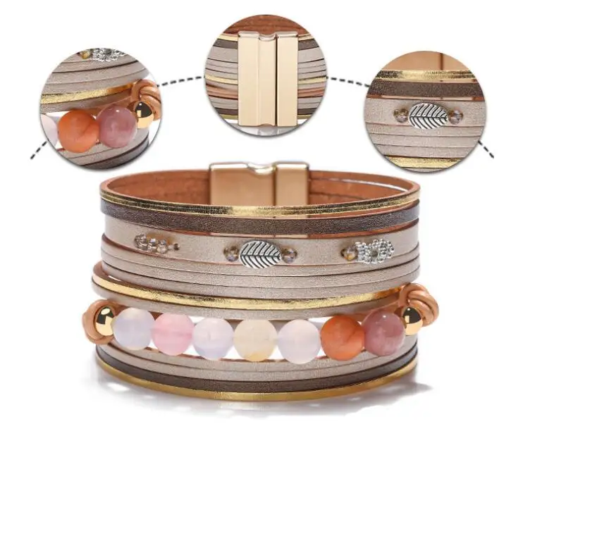 Женский многослойный браслет с магнитной застежкой | Украшения и аксессуары