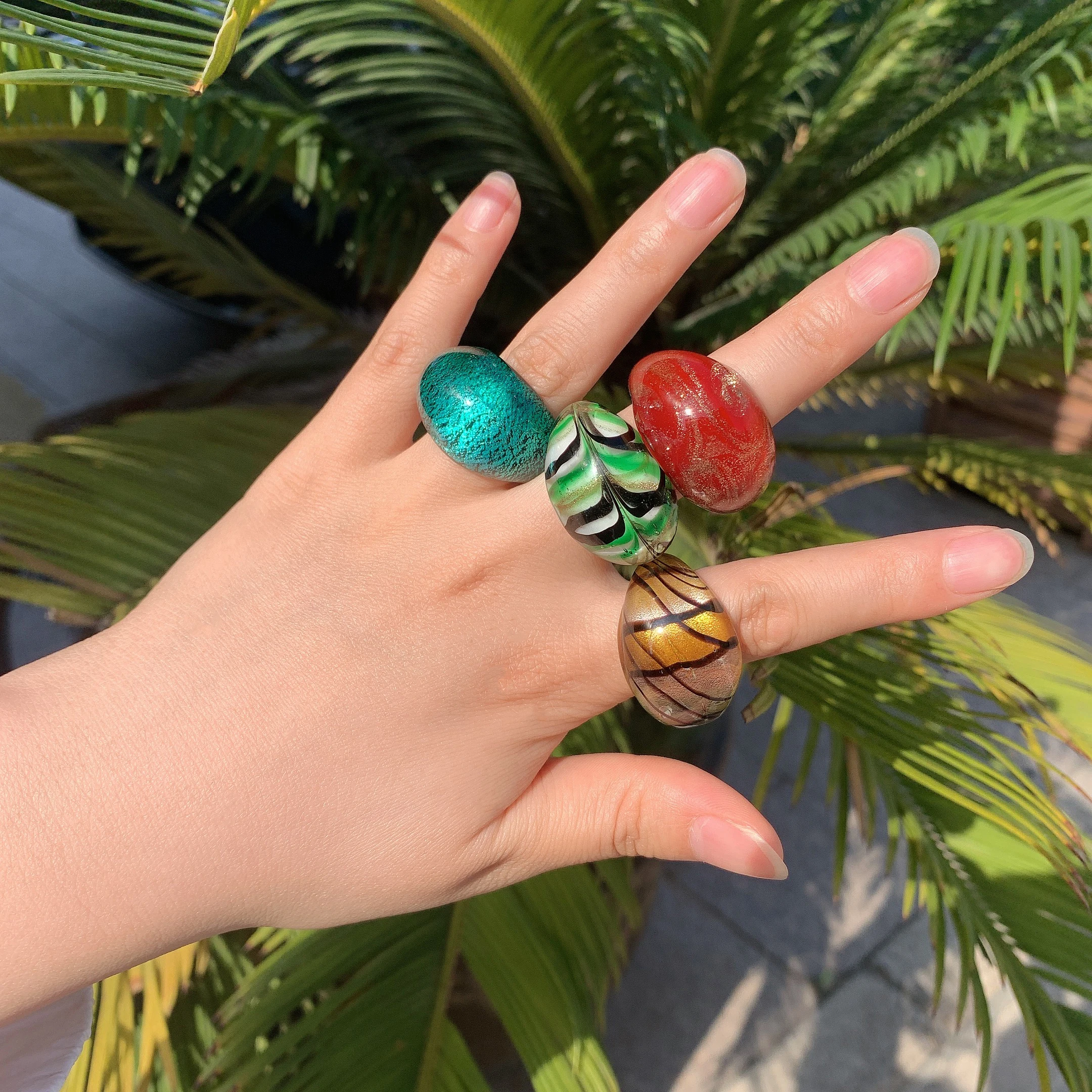 Best Lady ZA стекло Кольца для мужчин и женщин Бохо разноцветные цветочные