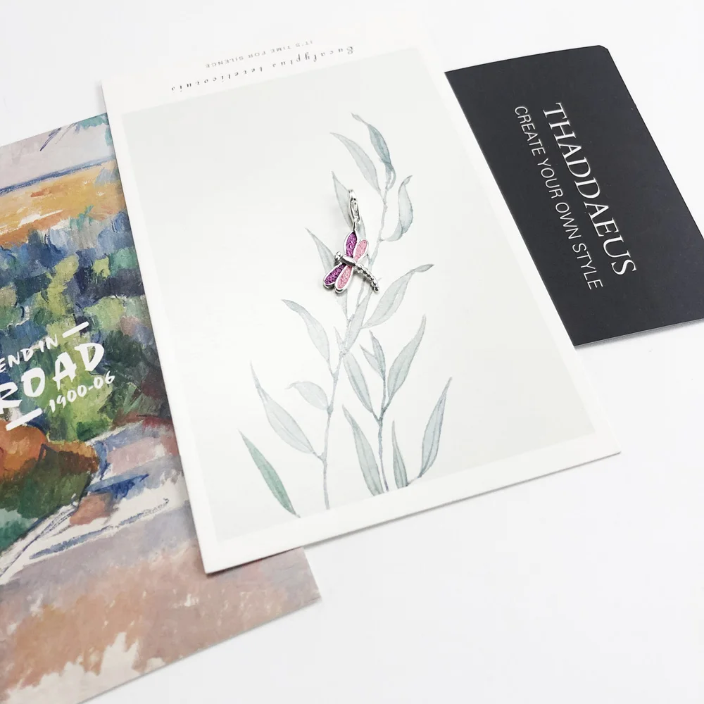 Женский кулон в виде стрекозы из серебра 925 пробы с розовой эмалью|Ювелирные