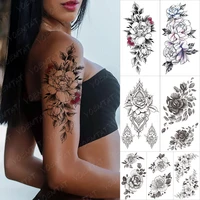 waterproof temporary sleeve tatooo stickers peony flower bird animal line sketch transfertattoos body art fake tatoo man women