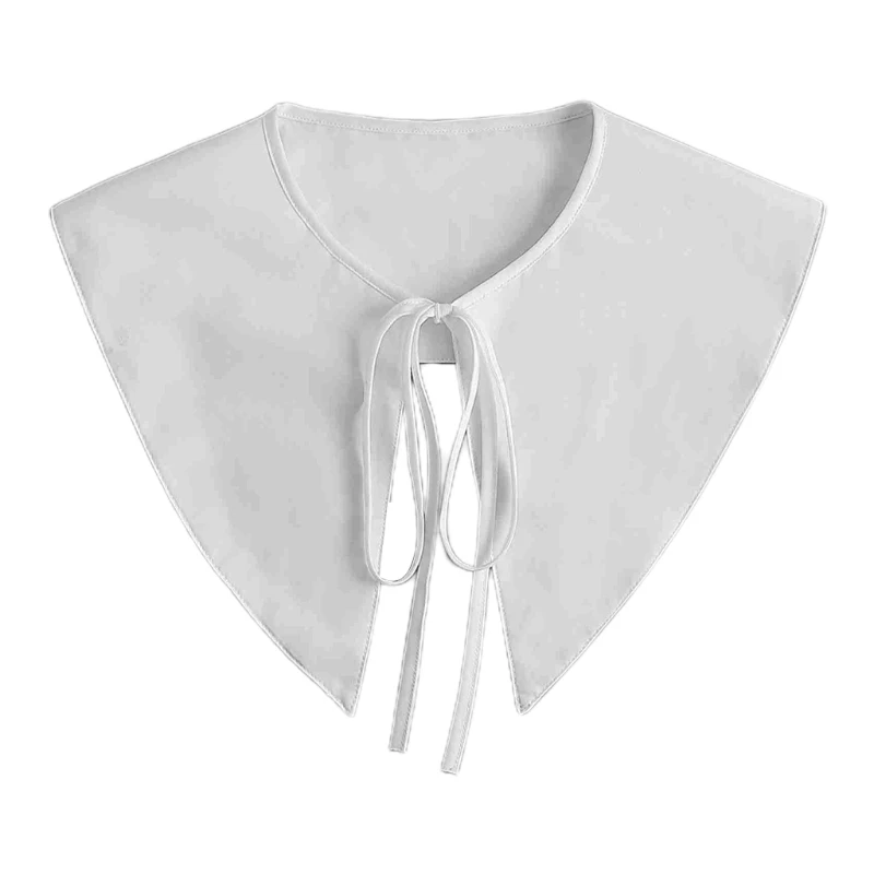 

Women Vintage Large Lapel Faux Collar Triangular Pointed Scarf Shawl Detachable Lace-Up Necklace False Neckline Decorative