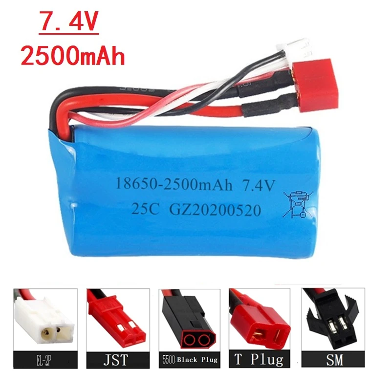 7 4 V 2500MAH lipo батарея 18650 для Q46 Wltoys 10428 /12428/12423 RC автозапчасти с зарядным устройством