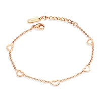 fashion rose gold color heart bracelet stainless steel jewelry romentic gift for women girls
