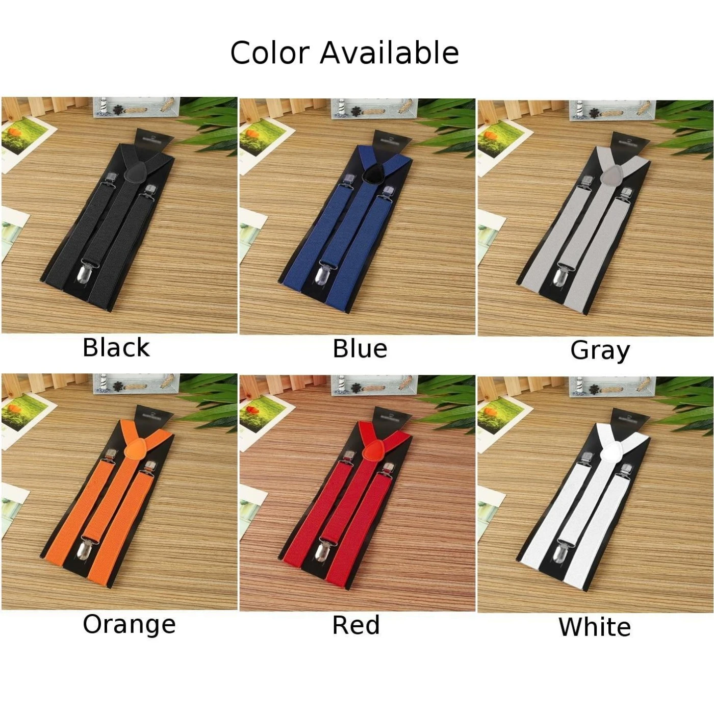 

Womens Men Unisex Suspenders Clip-On Strap Adjustable Hook Solid Pants Braces