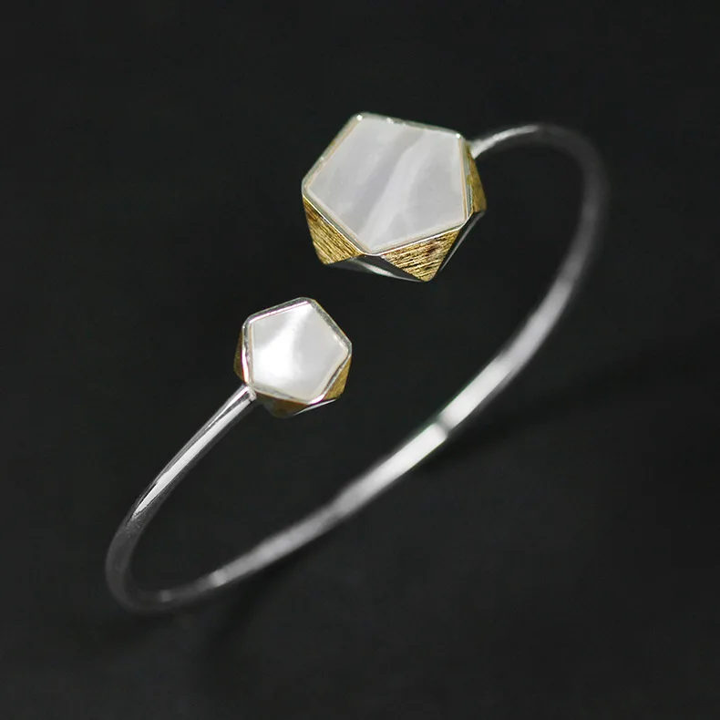

Christmas Minimalist Charm Bracelet Bracelet Jewelry Geometry Nordic White Shell S925 Sterling Silver Female Open Bracelet