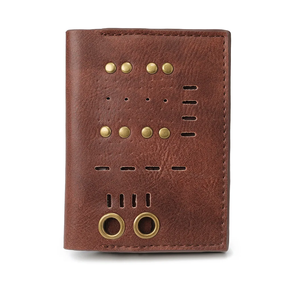 

Hot Leather Women Men Wallet Coffee Short Coin Purse Mini Card Holder Designer Luxury Retro Punk Support Dropshiping