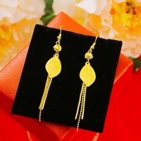 golden leaf star heart tassel earrings sexy women jewelry yellow gold filled charm accessories gift