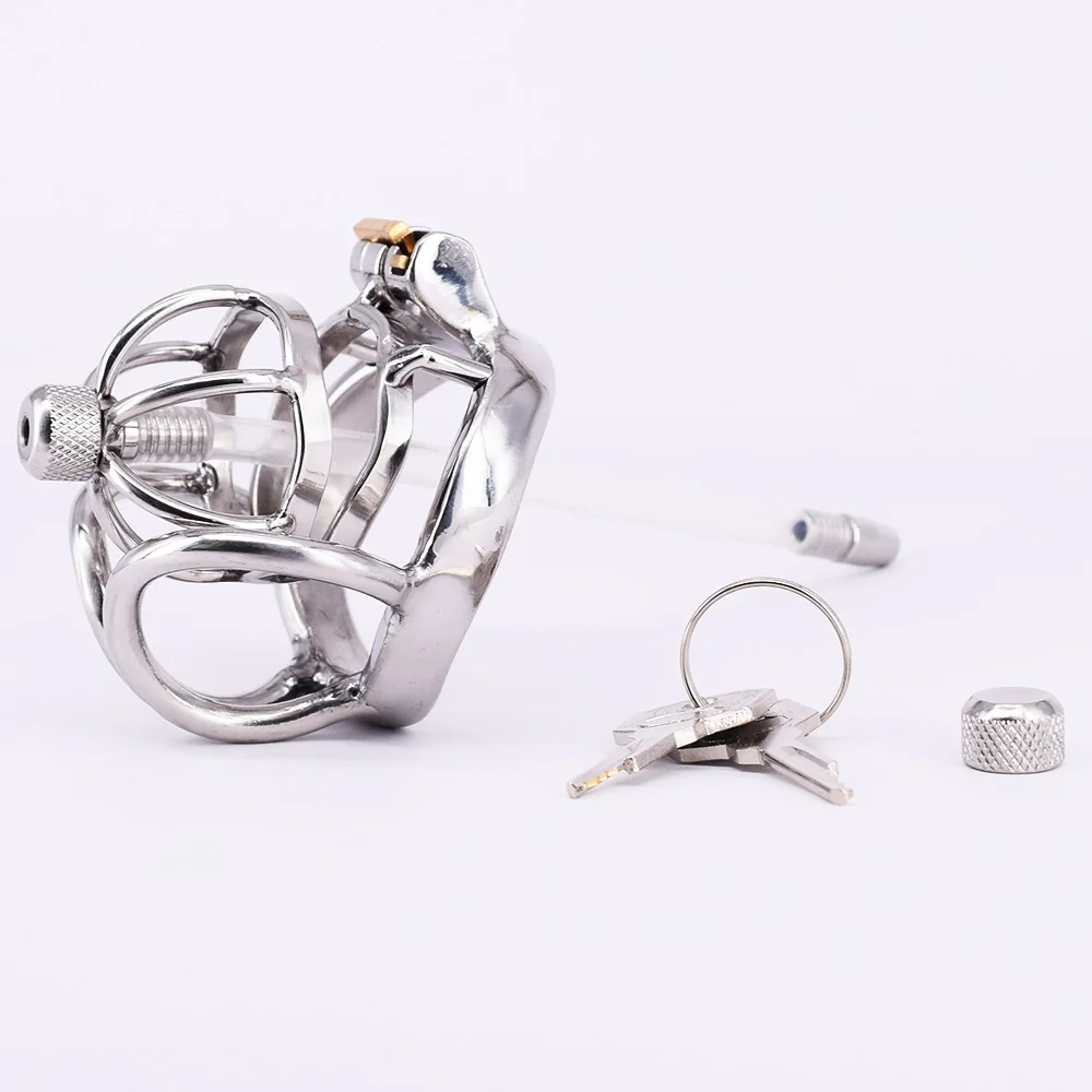 Нержавеющая сталь Мужской петух клетка металлический пенис изогнутые