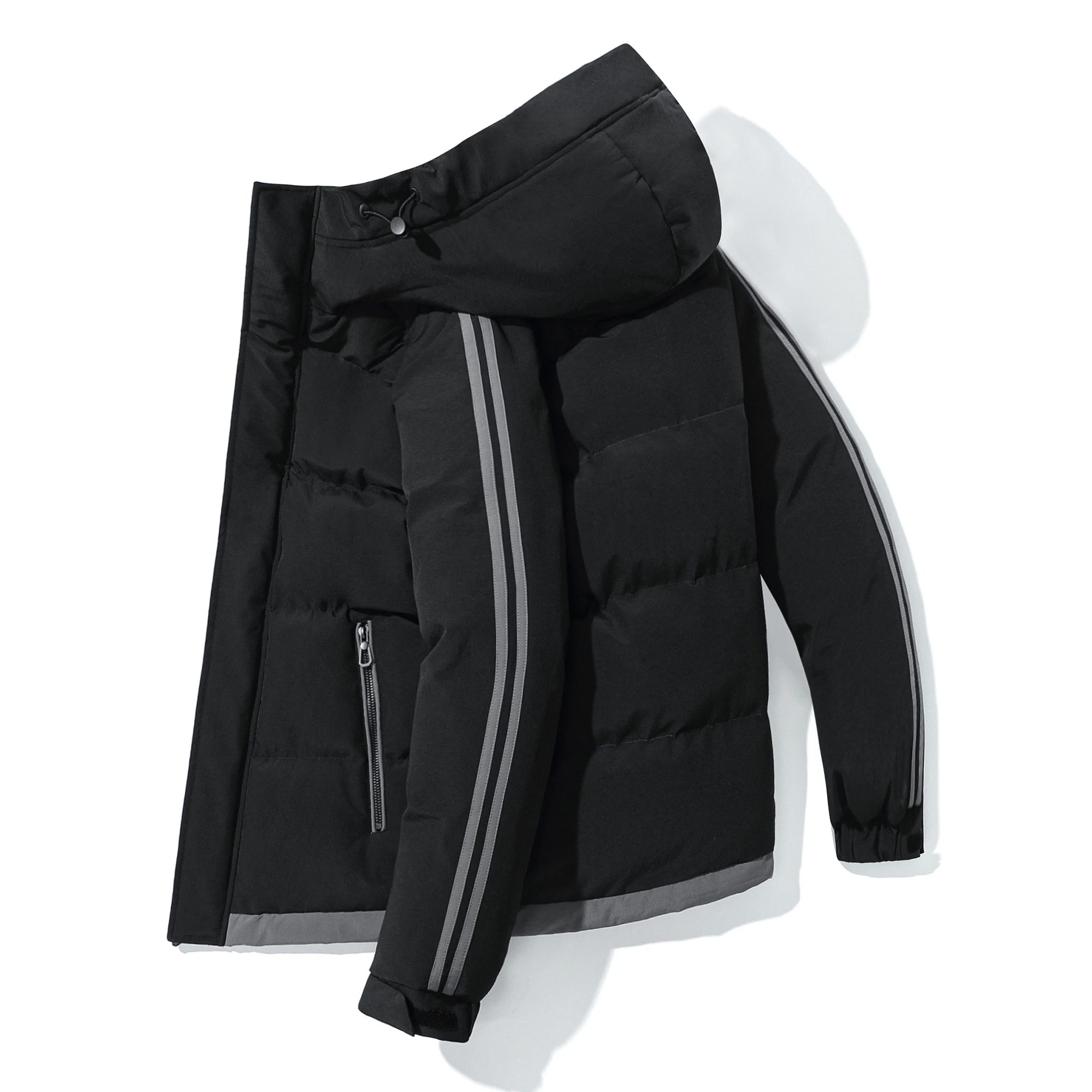 Мужская зимняя куртка с капюшоном черная Водонепроницаемая теплая