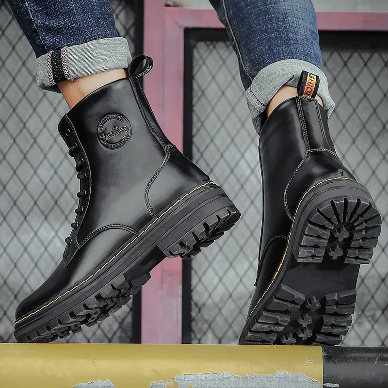 Мужские ботинки Сезон осень зима Ботильоны Повседневная обувь из натуральной