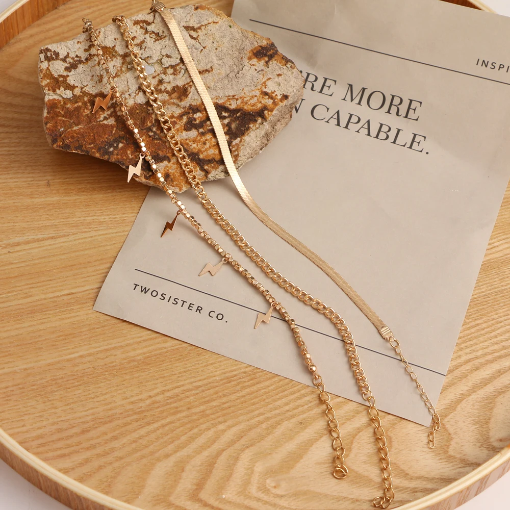 Женский винтажный браслет на ногу летняя цепочка в богемном стиле с молнией