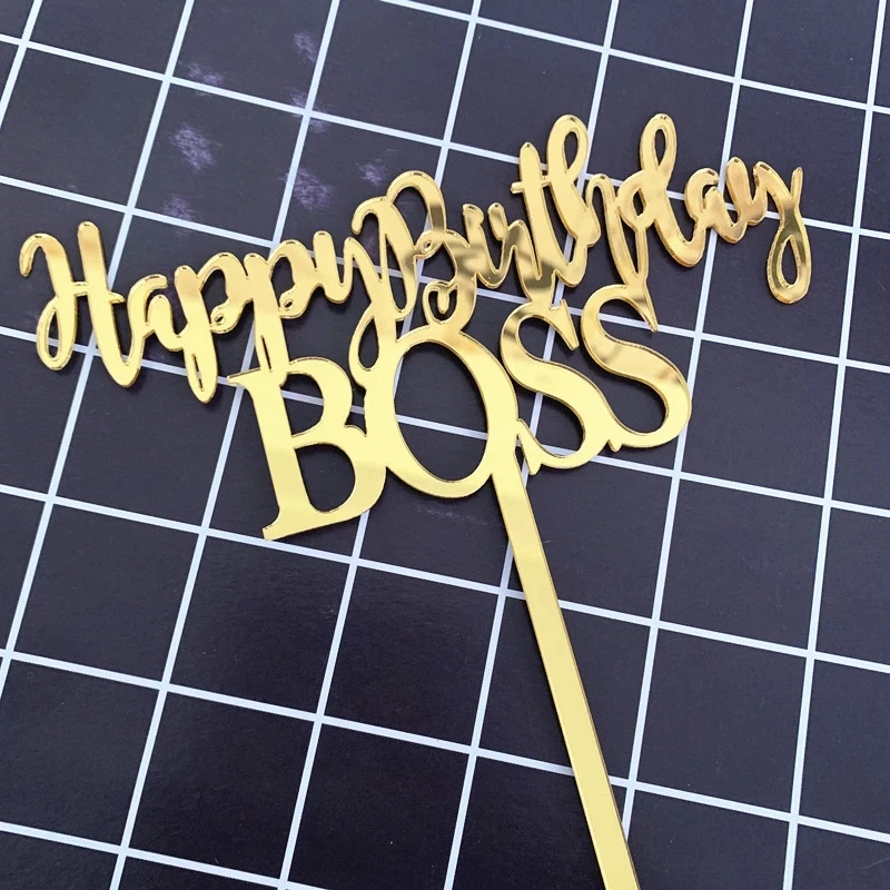 

Creative Acrylic Happy Birthday Boss Cake Topper Adult Party Favors Baking Decorating Supplies Decorations Cake Toppers New