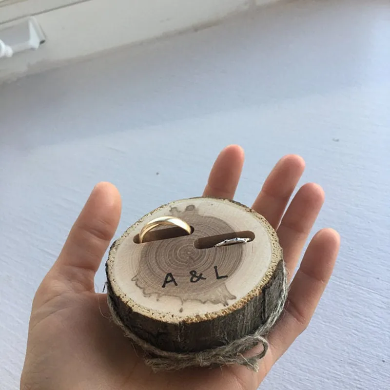 Индивидуальная деревенская Свадебная деревянная коробочка для колец коробка