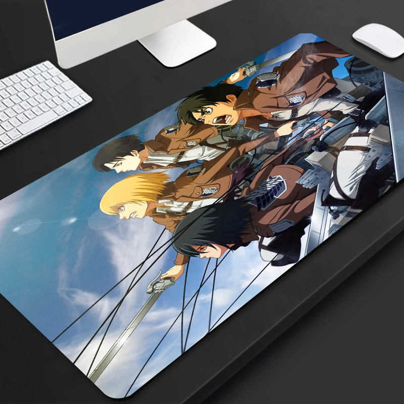 

90x40cm Attack on Titan Anime Large Lock Edge Mouse Pad Computer Mousepad XXL Gaming Padmouse Gamer Keyboard manga Mouse pad mat