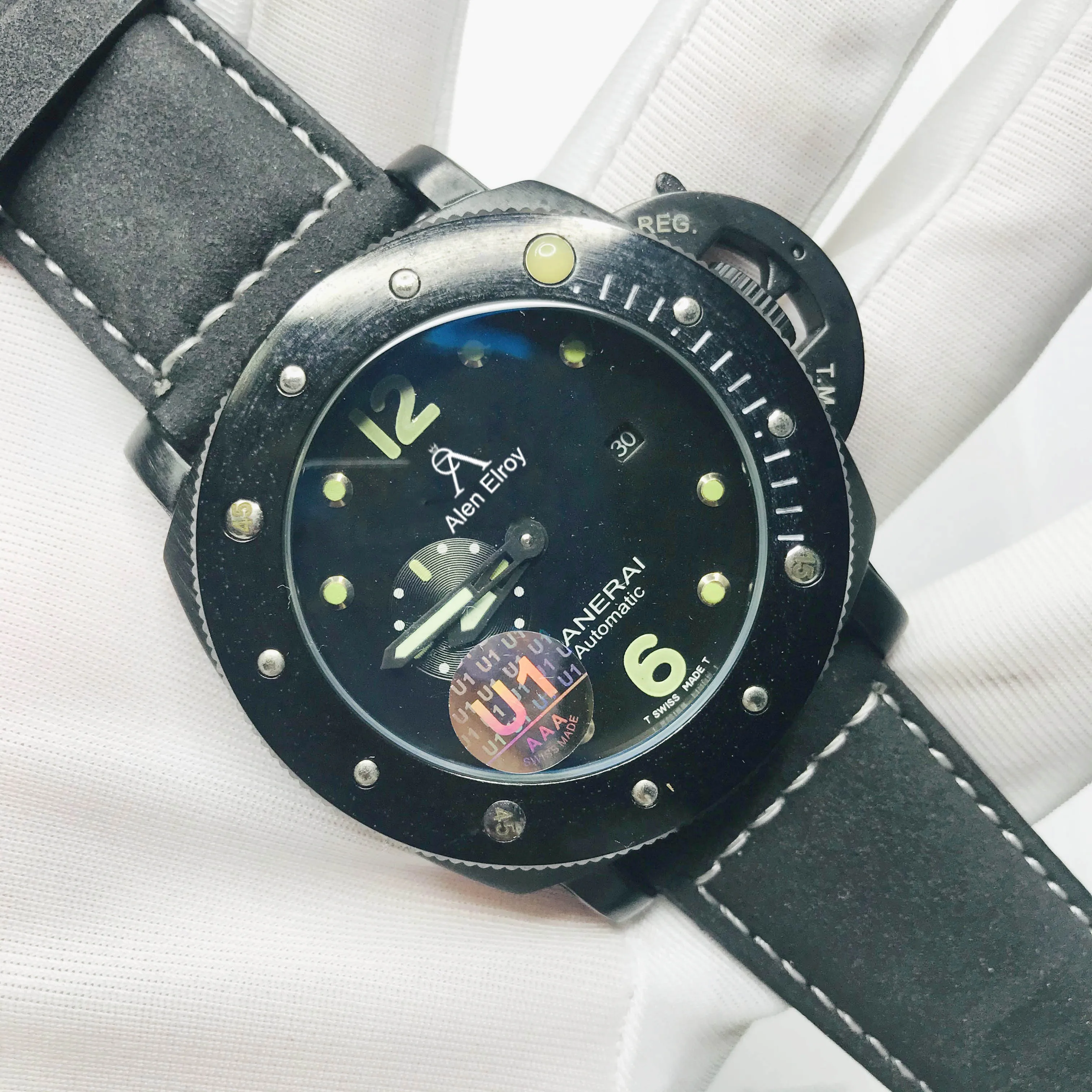 

Factory outlet luxury brand PAM high-quality Black stainless steel watches Leather men's automatic mechanical tourbillon wrist w