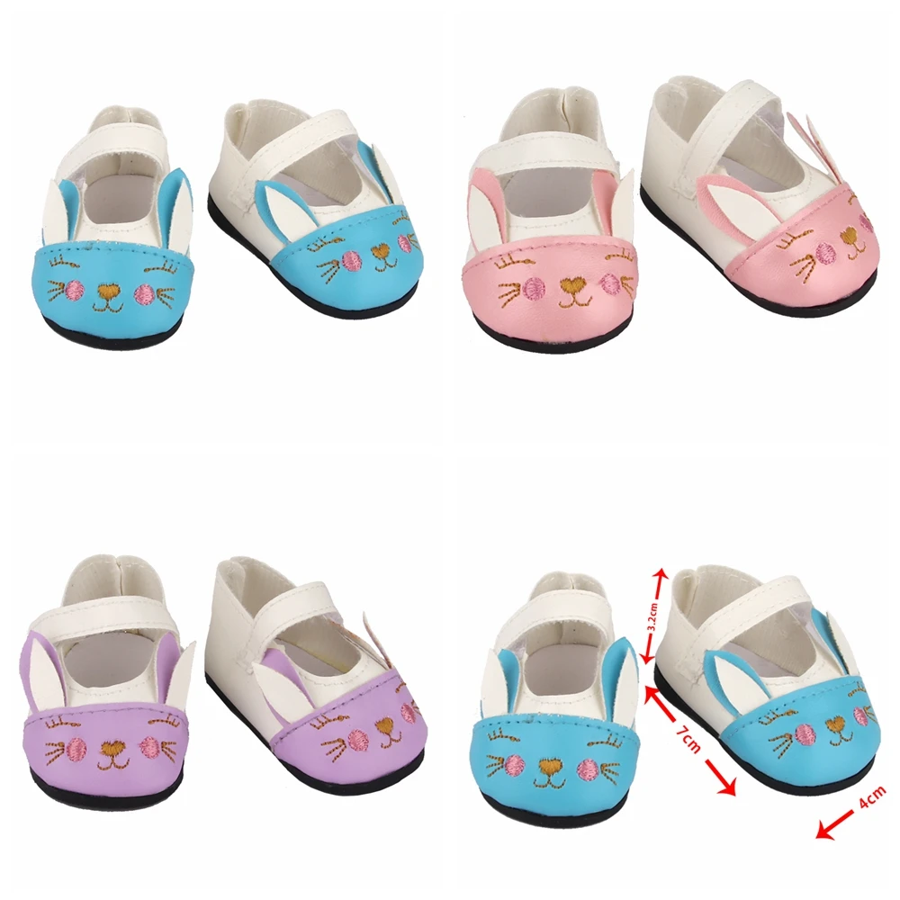 

New Fashion Cute Cat Leather Boots For 43cm Baby Dolls 17 inch Born Baby Dolls Shoes For 45cm American Girl Doll 18 inch Doll