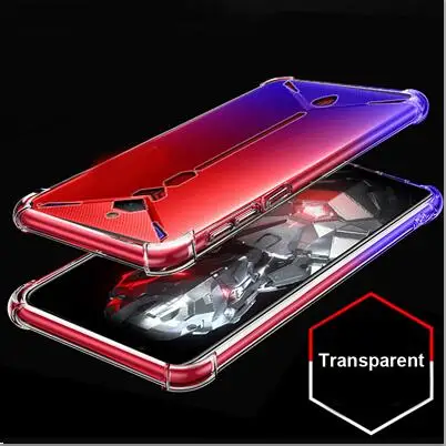 Прозрачный Красный цвет для zte Nubia red Magic 3S NX629J Чехол подушки безопасности буфера полная защита чехол для Red Magic 3S ТПУ противоударный задняя крышка - Цвет: Прозрачный