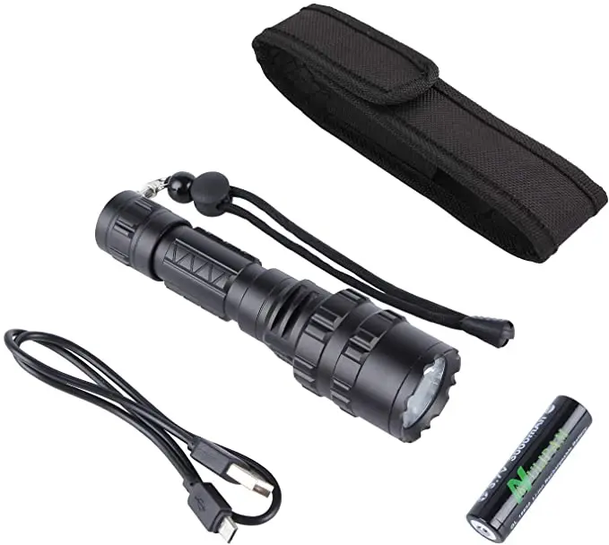 

Tactical Flashlight with Pressure Switch Rechargeable 1200 Lumens IPX6 Water Resistant 5 Modes Handheld Weapon Light with Offset
