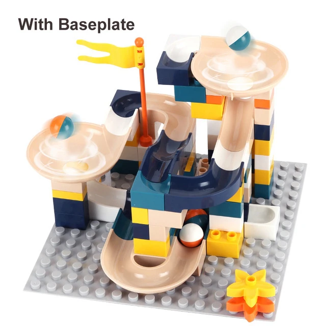 76pcs with baseplate Большой размер мраморный гоночный лабиринт, Шариковая дорожка строительные блоки DIY сборка воронки слайд Кирпичи игрушки для детей Подарки - Цвет: 76pcs with baseplate