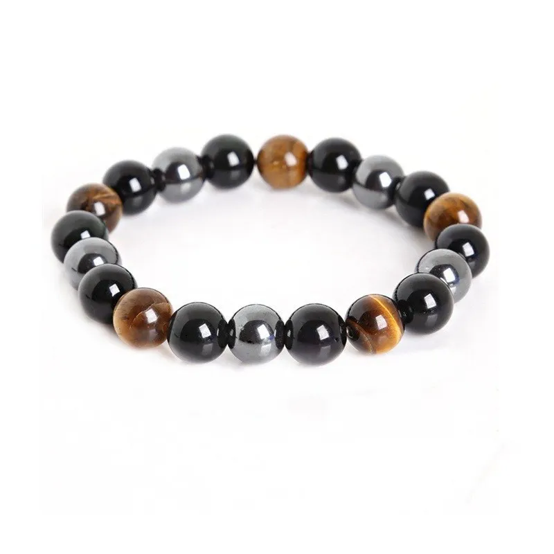 

Hot Beaded Bracelet Tiger Eye Stone Gallstone Black Stone Bracelet for Men and Women BRACELET MULTI String