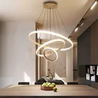 Современная подвесная люстра для гостиной с 345 кольцами, круглая Потолочная люстра, лампа для столовой, освещение для кухни
