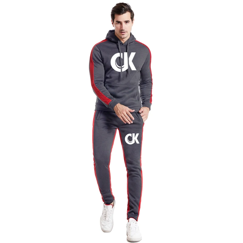 

New Men's Casual Sweatshirt Set Casual Jogging Pullover Set Fashion Print Heavy Thermal Hooded Pullover Set