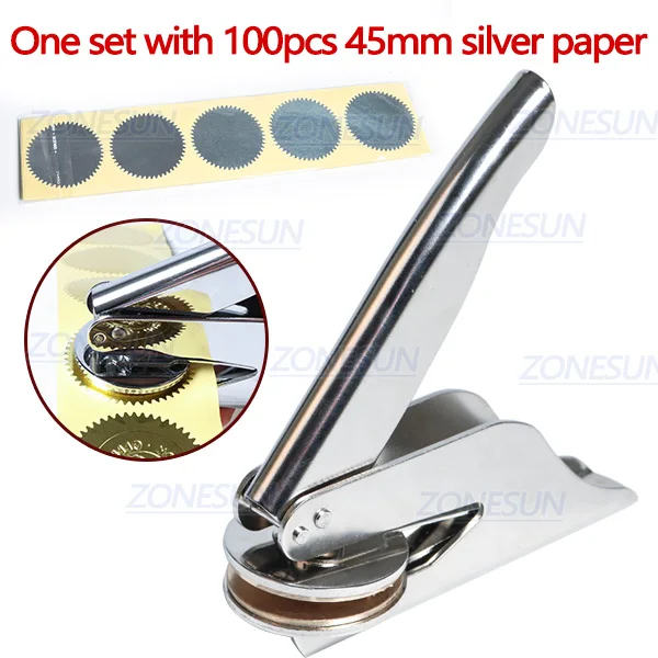 One set with silver ZONESUN дизайн настроить логотип печать для тиснения штамп из нержавеющей стали для офиса бизнес-документов для бумаги initalal имя карты - Цвет: One set with silver
