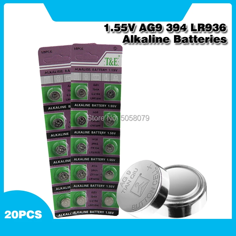 20 шт. щелочные батарейки AG9 1 55 в кнопочные LR936 394 SR936SW 194 V394 пульт дистанционного