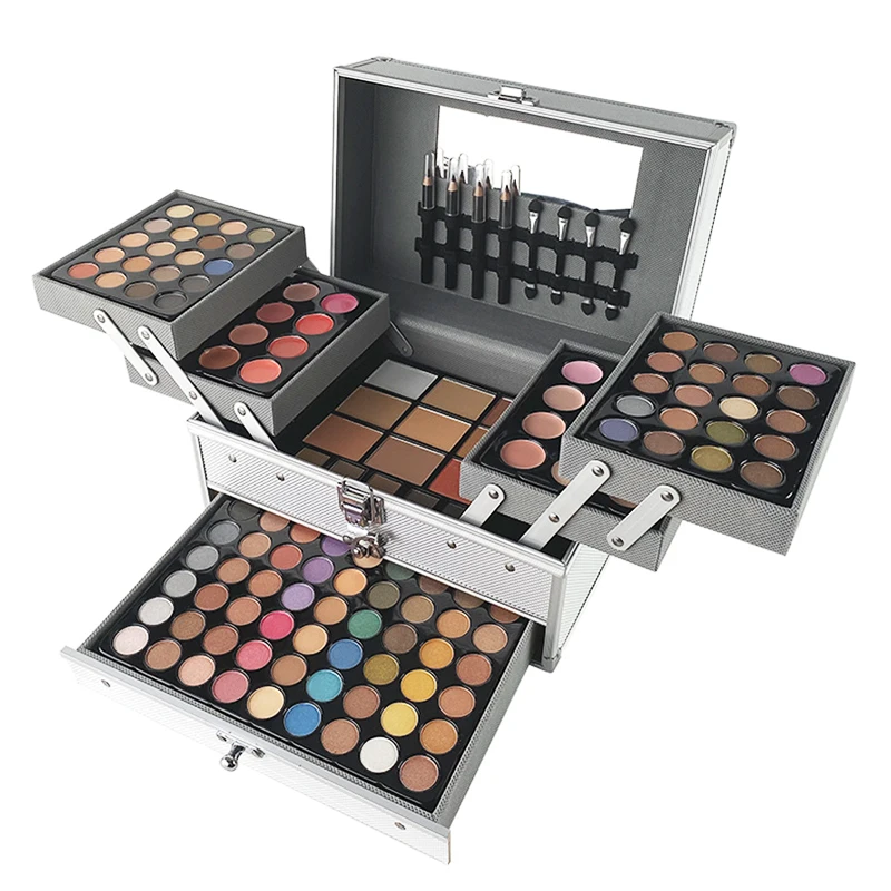 132 Colors Mix of Matte and Shimmer Eyeshadow Lip Gloss Concealer Pressed Powder Blusher Face Bronzer Palette Makeup Set Kit