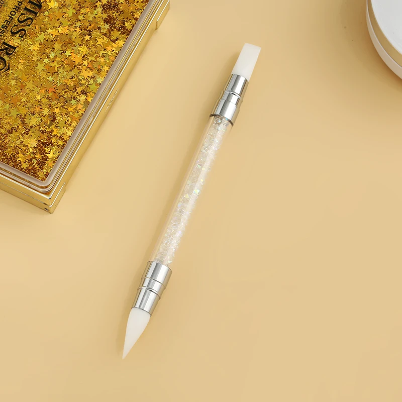 

1 Pcs Double-Ended Silicone Head Rhinestone Nail Art Brush Pen Silicone Head Carving Dotting Manicure Tool for Women DIY Brush