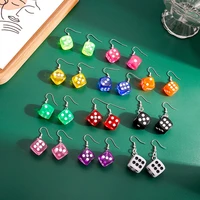 2022 new 3d dice earrings for women creative candy color minimalist design female dangle earrings friendship handmade jewelry