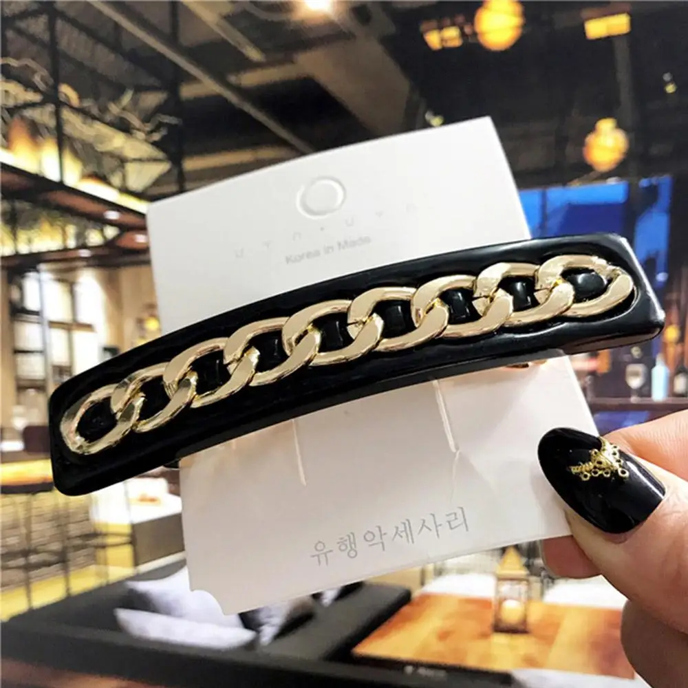 Модная заколка для волос в стиле панк с золотой цепью аксессуары женские заколки
