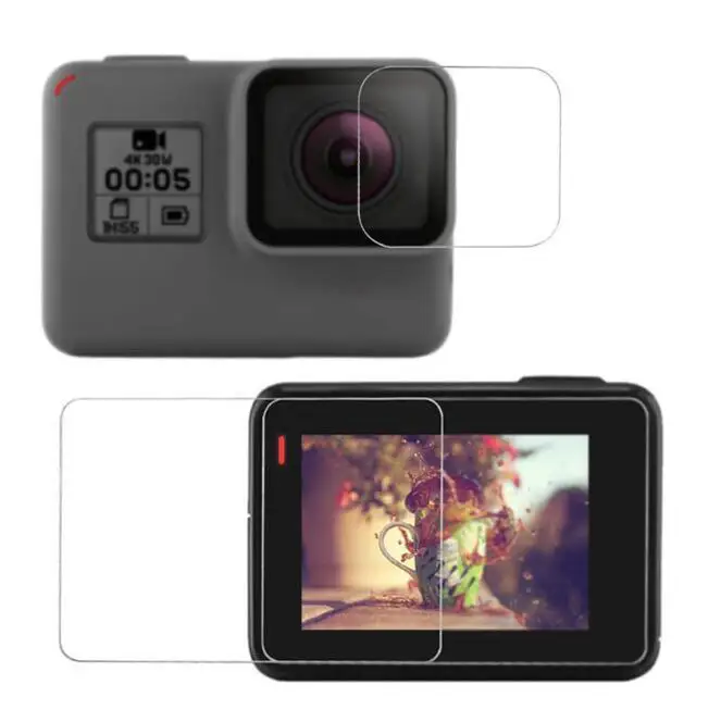 2 шт./компл. закаленное стекло для GoPro Hero 5 6 7 Hero5 Hero6 Hero7 черный объектив камеры LCD