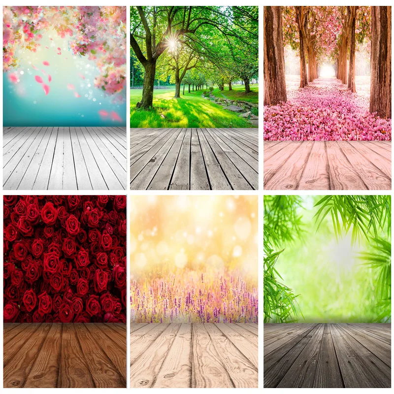 

Spring Forest Wooden Floor Photography Backgrounds Sky Sea Scenery Baby Portrait Photo Backdrops Studio 21415 FGM-01