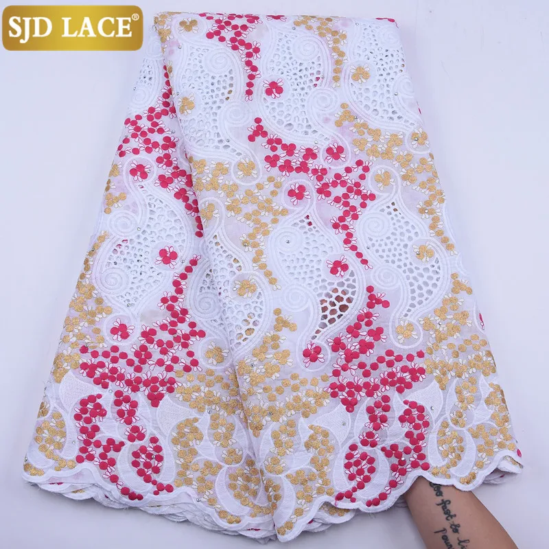 

SJD LACE High Quality African Cotton Lace Fabric With Small Holes Swiss Voile Lace In Switzerland For Nigerian Wedding Sew 1919B