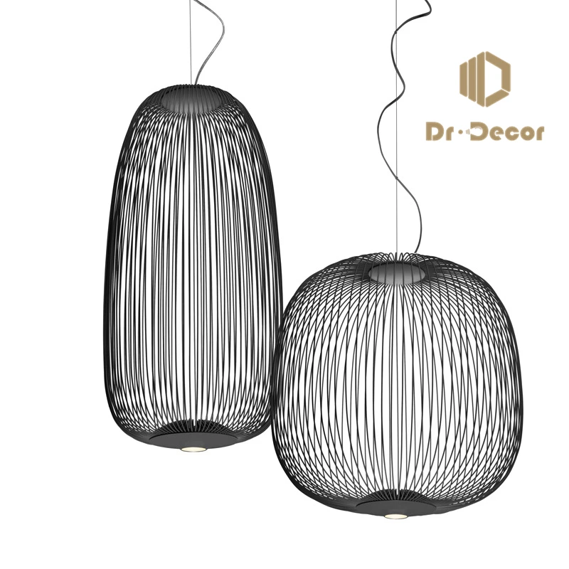 Nordic Remote LED Pendant Lamp Control Foscarini Spokes Bird Cage Lights Industrial Iron Indoor Decor Lighting Fixtures | Лампы и