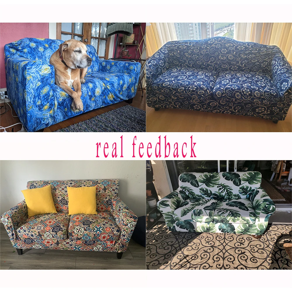 

1/2/3 Seaters High Quality Printed Couch Cover with Separate Cushion Cover,Classic Retro Boho Style Sofa Cover Grandma Slipcover