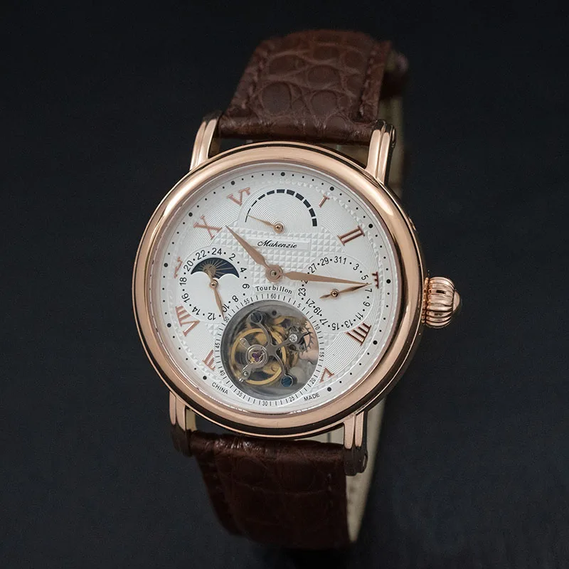 Многофункциональные мужские часы s Pilot Real Tourbillon с календарем Moonphase, механические мужские часы ST8007 Tourbillon, модные часы