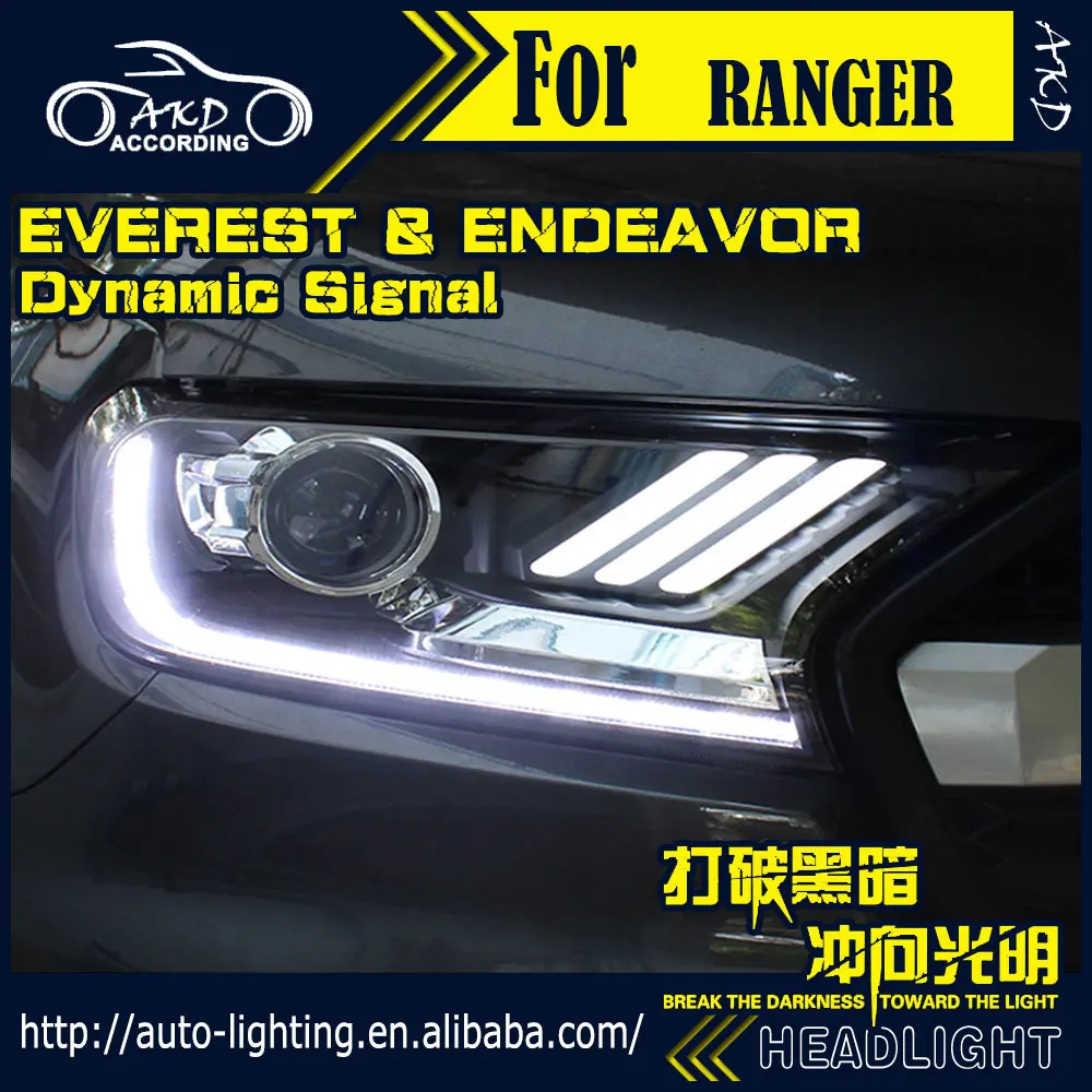AKD брендовая головная лампа для Фар Ford Ranger 2016 2018 Everest светодиодный фонарь DRL