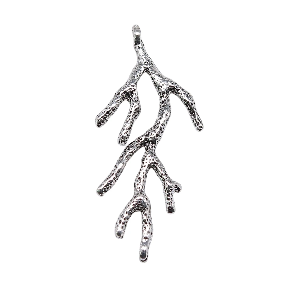 

10pcs Tree Branch Shape Charms Antique Silver Color Connector Pendant Handmade Hanging Jewelry Making Accessory
