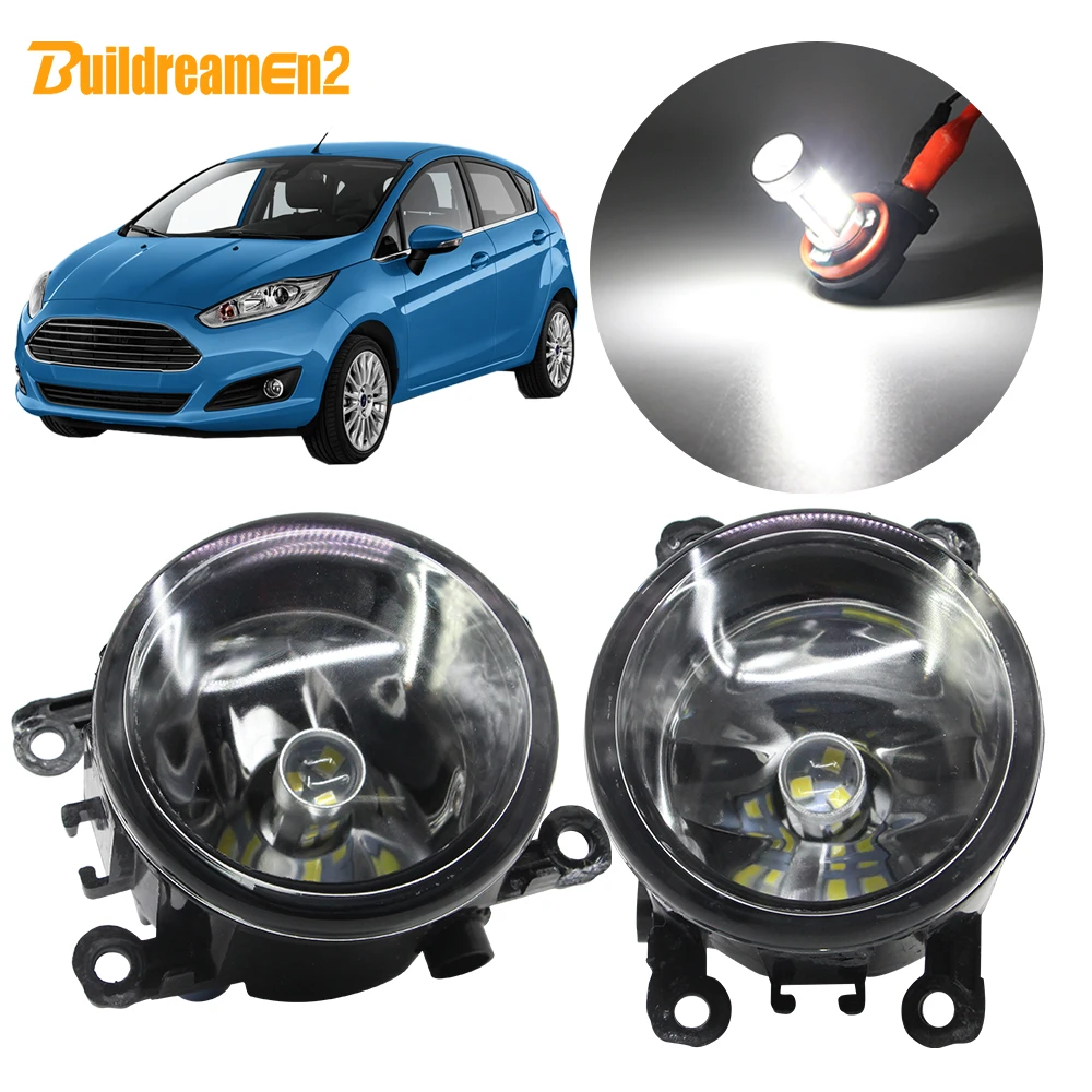 

Buildreamen2 автомобильный светильник H11 туман светильник сборки абажур + лампы дневного света светильник 12V для укладки для форд фиеста 2001-2015