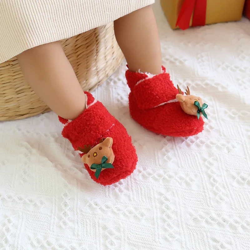 

Christmas Newborn Baby Shoes Girl Boy Soft Anti-slip Shoes Xmas Deer Santa Claus Cute Baby Toddler Shoes