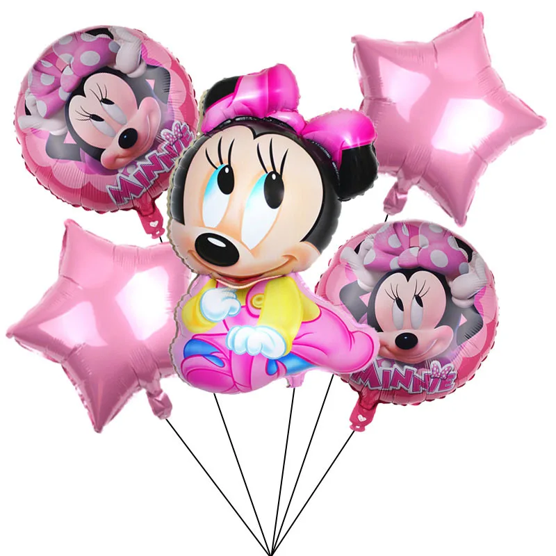 

5pcs Disney Mickey Minnie Balloon Set Aluminum Film Balloon Children's Birthday Party Decorations Cute Cartoon Image Gift