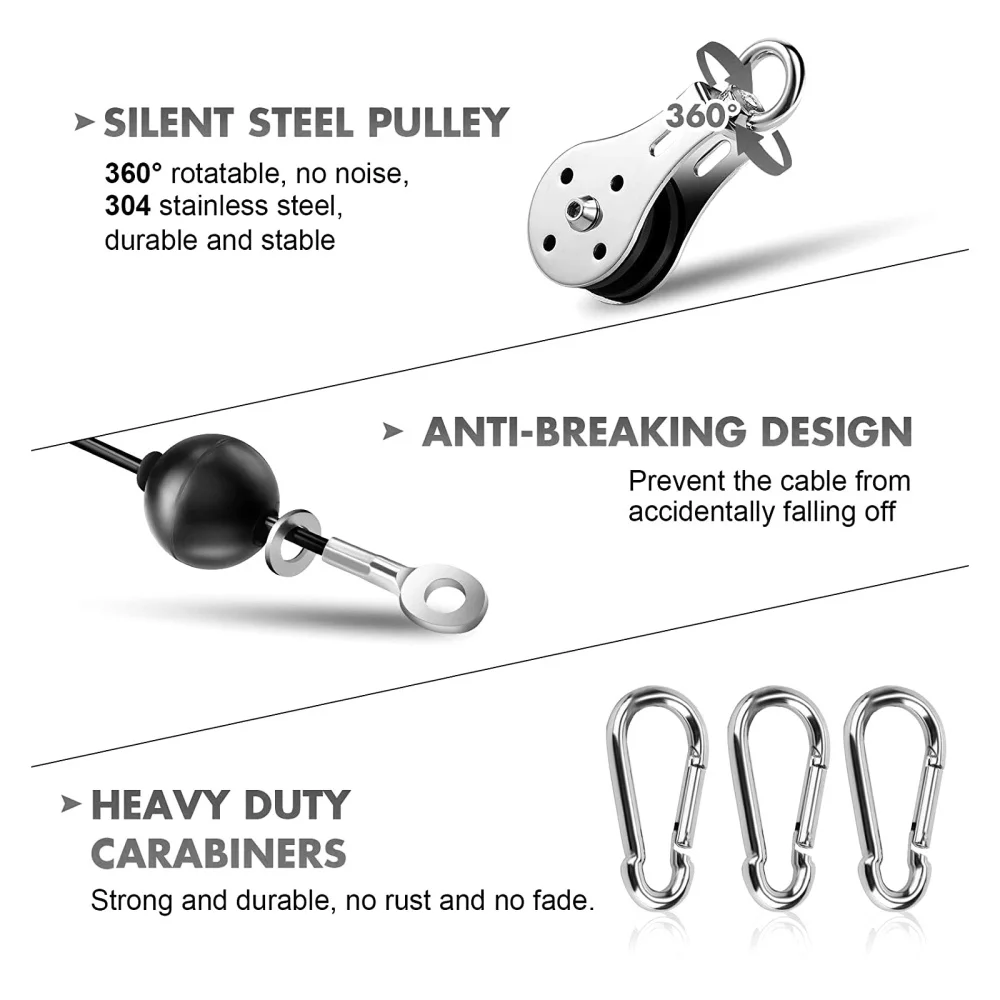 

1 Set Triceps Down Rope Cable Machine Rope Attachment Cable Pulley System