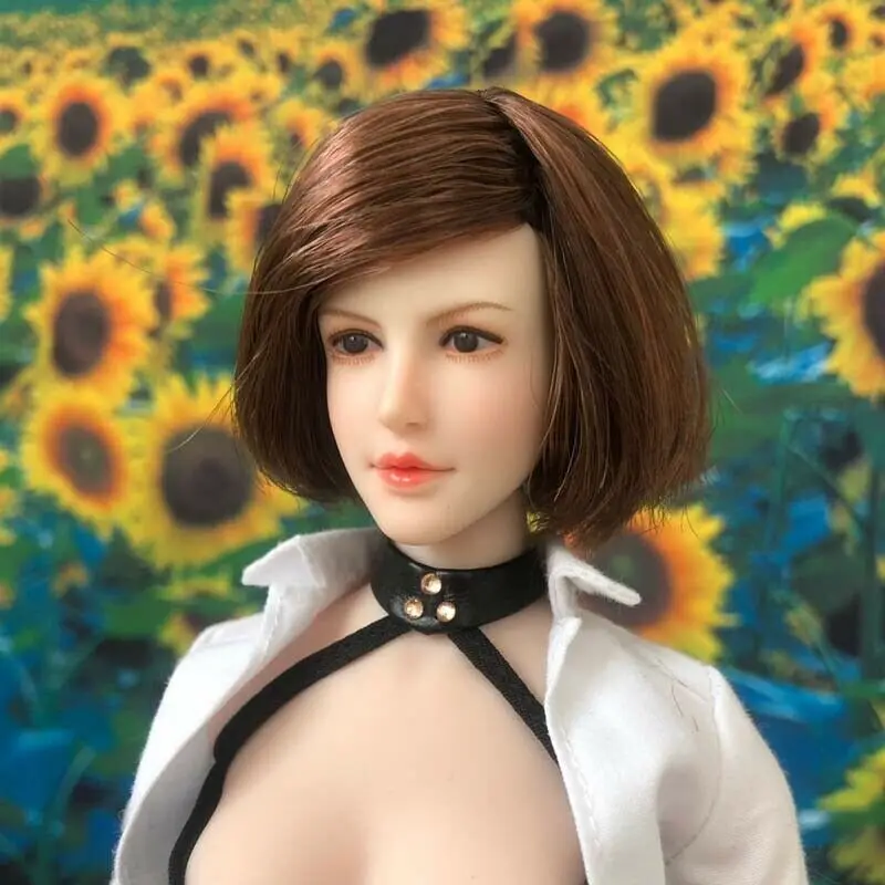 

Mnotht 1/6 масштаб Прекрасная короткая каштановая голова для красоты для 12 дюймов фигурку игрушки
