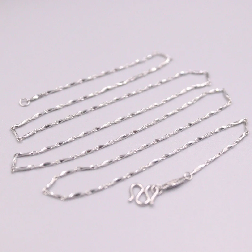 

Fine Pure Platinum PT950 Chain Women 0.9mm Yuanbao Link Necklace 18inch 3.4-3.6g